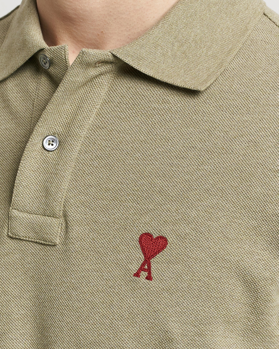 Mies | Pikeet | AMI | Heart Logo Piquet Polo Heather Sage