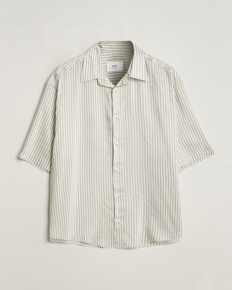 Mies | Kauluspaidat | AMI | Boxy Fit Striped Short Sleeve Shirt Chalk/Sage