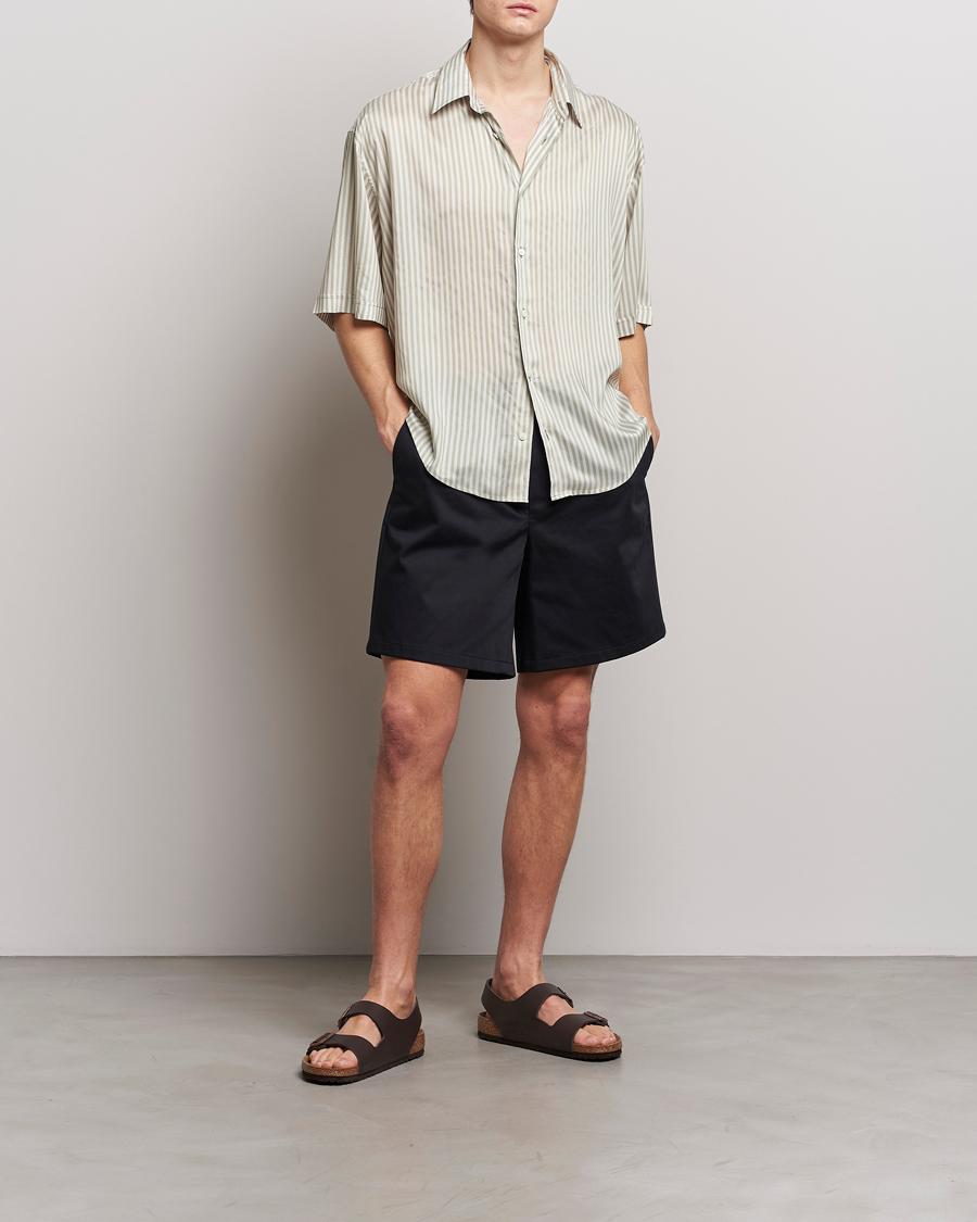 Mies | Kauluspaidat | AMI | Boxy Fit Striped Short Sleeve Shirt Chalk/Sage