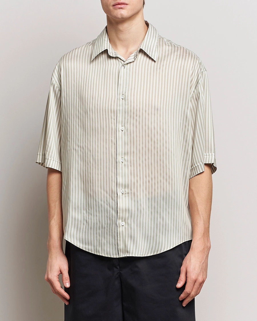 Mies |  | AMI | Boxy Fit Striped Short Sleeve Shirt Chalk/Sage