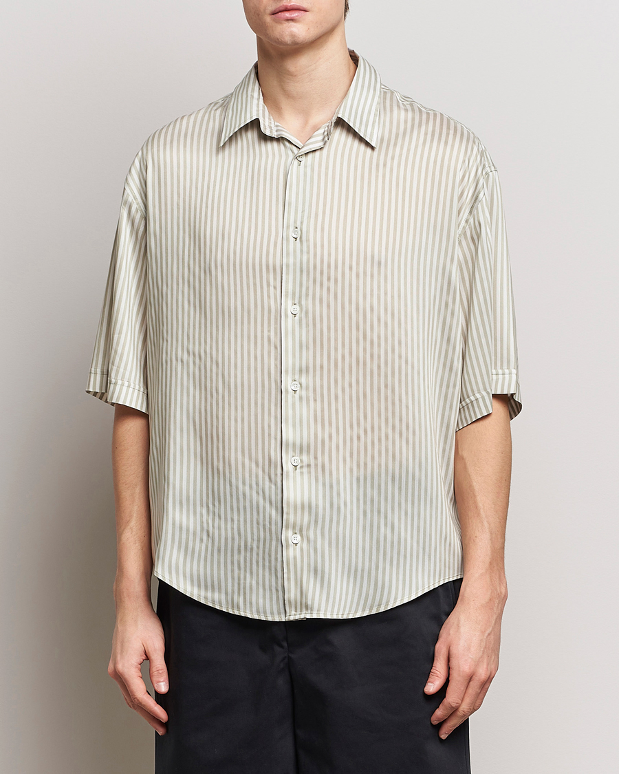 Mies | Kauluspaidat | AMI | Boxy Fit Striped Short Sleeve Shirt Chalk/Sage