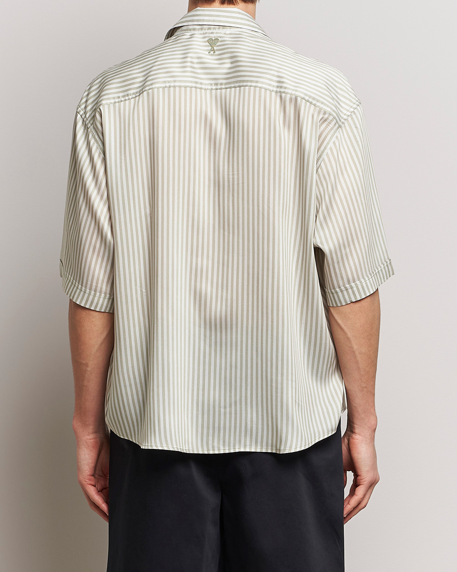 Mies | Kauluspaidat | AMI | Boxy Fit Striped Short Sleeve Shirt Chalk/Sage
