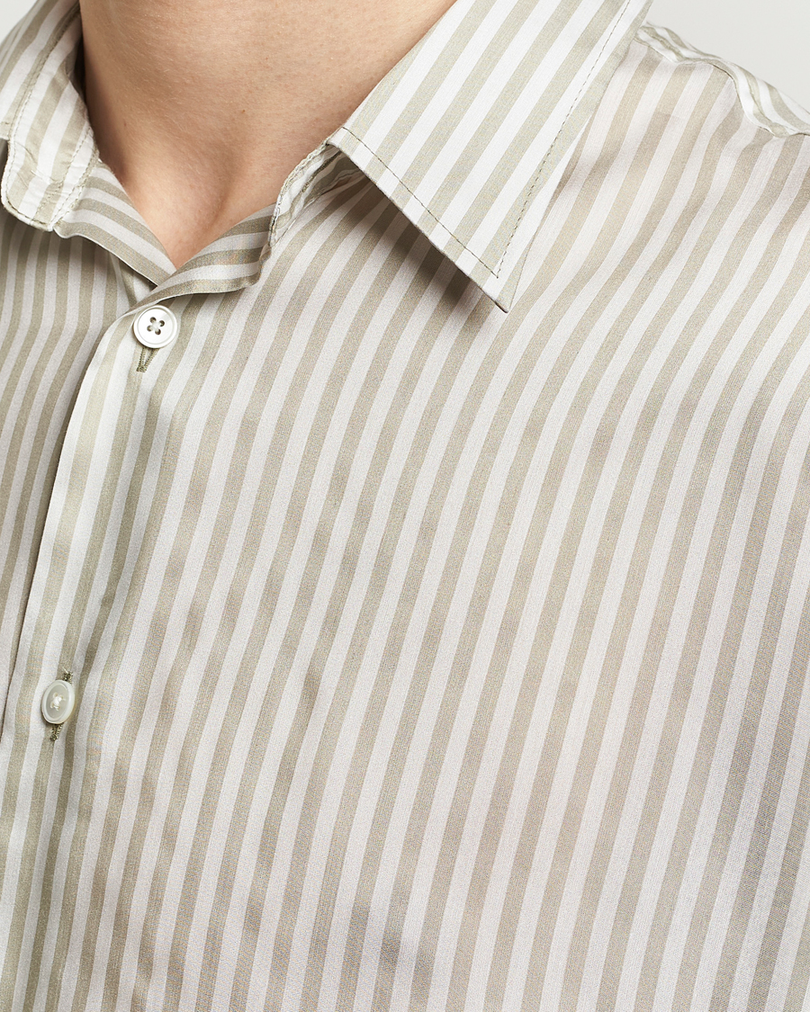 Mies | Kauluspaidat | AMI | Boxy Fit Striped Short Sleeve Shirt Chalk/Sage