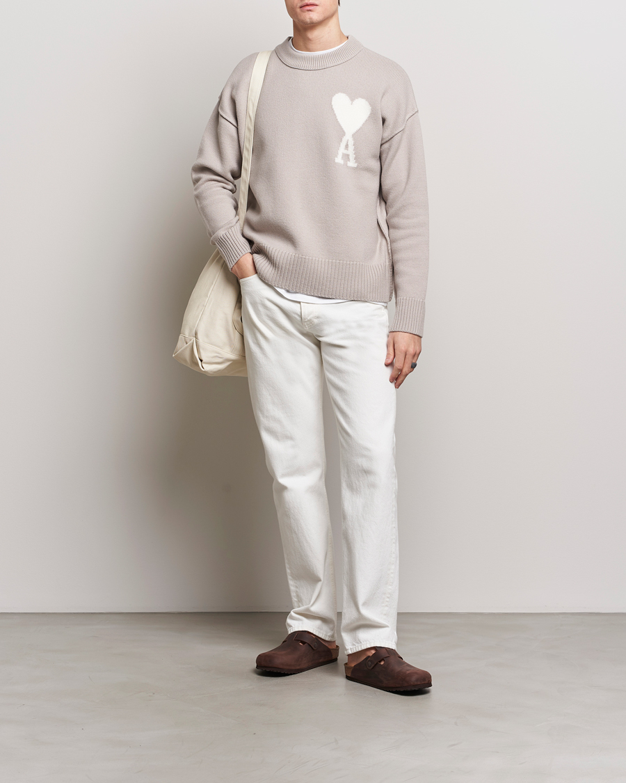 Mies | Puserot | AMI | Big Heart Wool Sweater Light Beige