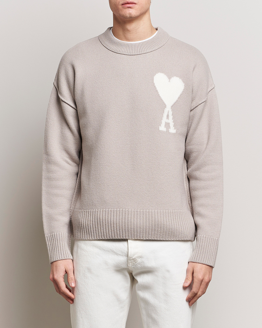 Mies | Puserot | AMI | Big Heart Wool Sweater Light Beige