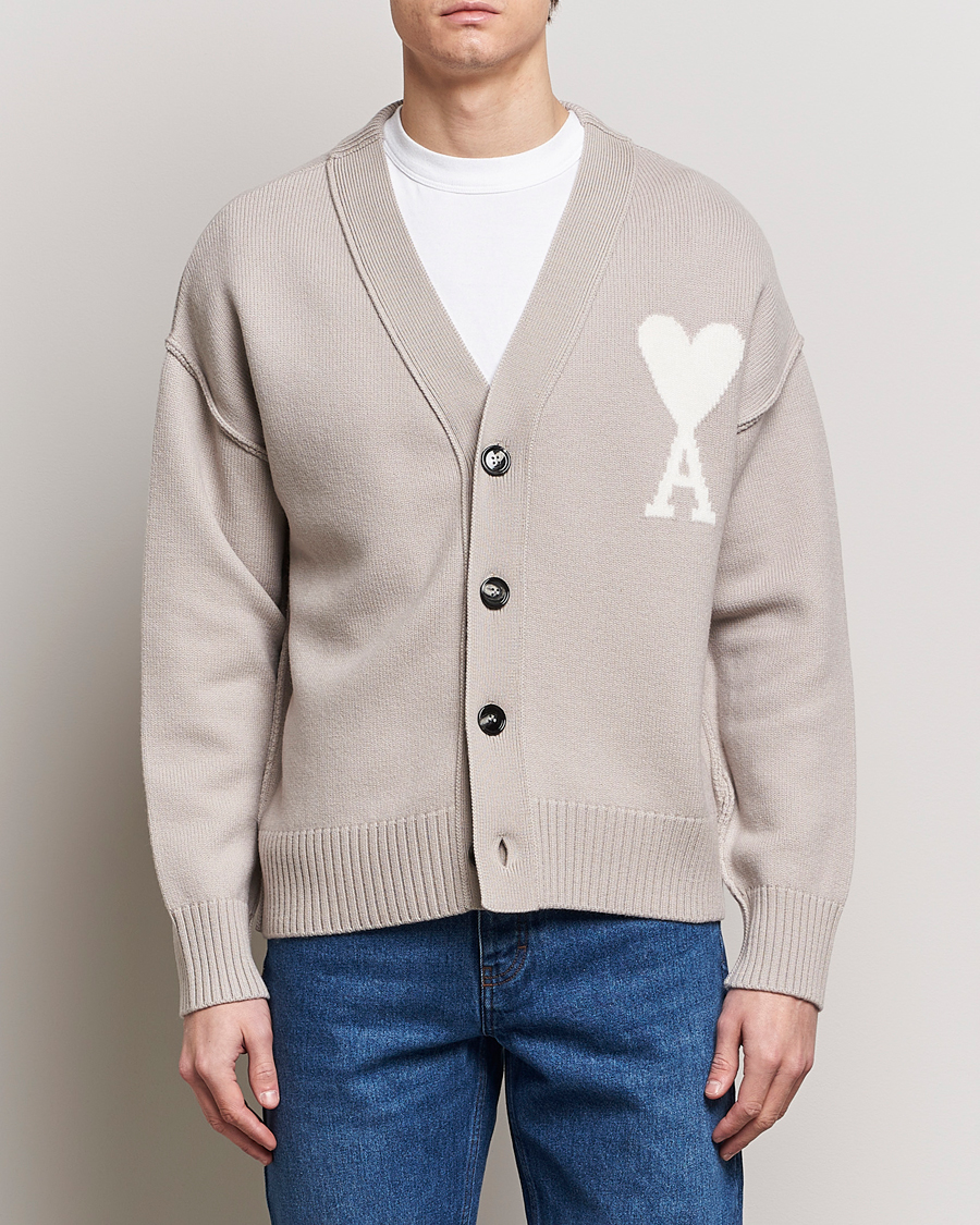 Mies | Puserot | AMI | Big Heart Wool Cardigan Light Beige