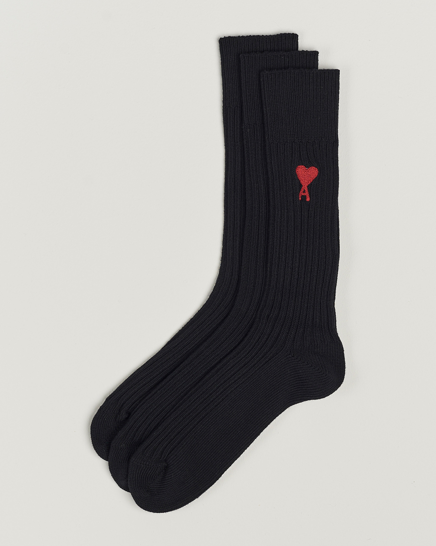 Mies | Alusvaatteet | AMI | 3-Pack Heart Socks Black