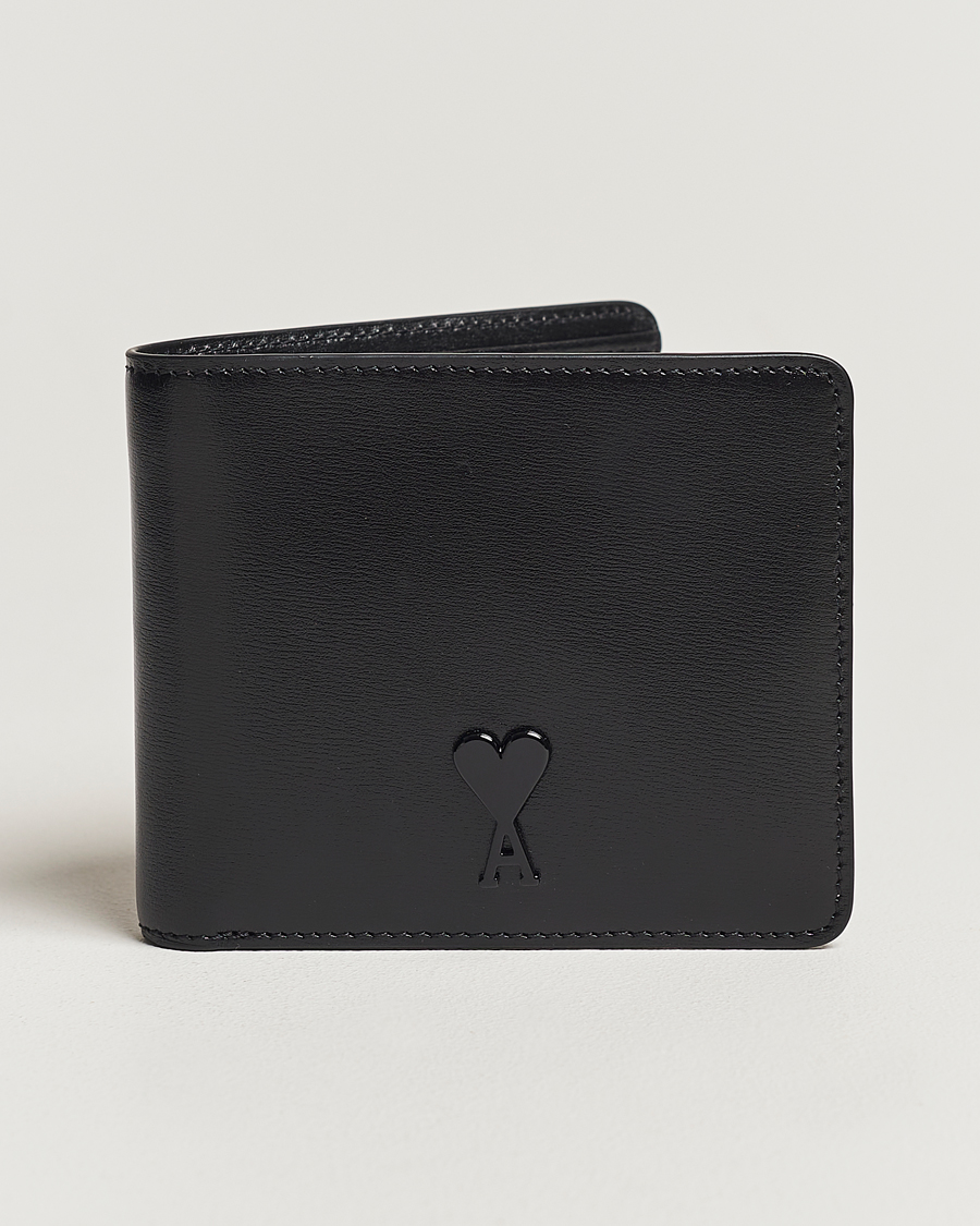 Mies | AMI Tonal Heart Logo Leather Wallet Black | AMI | Tonal Heart Logo Leather Wallet Black