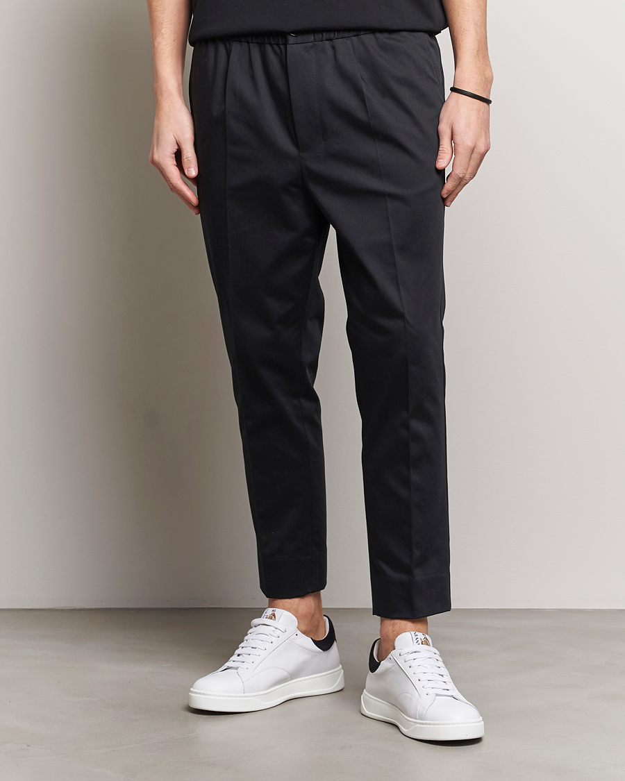 Mies | Housut | AMI | Cotton Drawstring Trousers Black