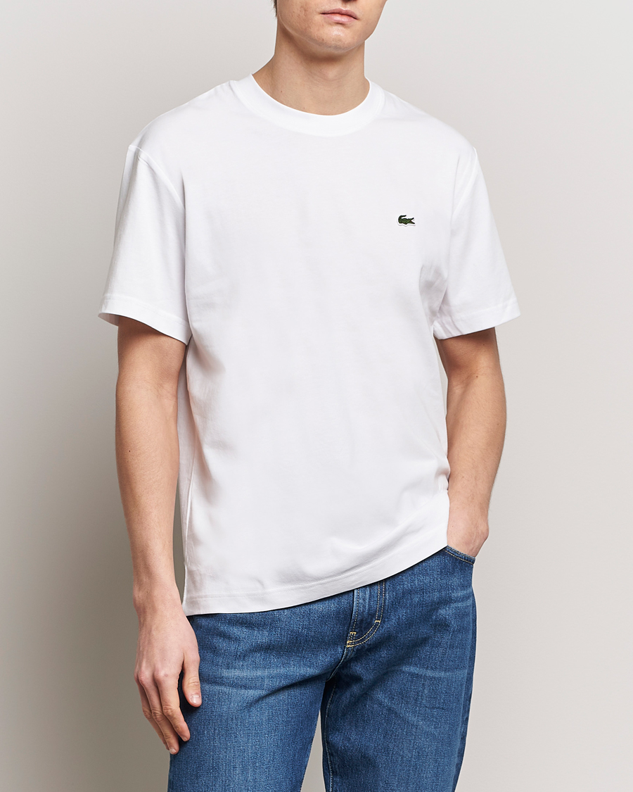Mies | Valkoiset t-paidat | Lacoste | Regular Fit Heavy Crew Neck T-Shirt White