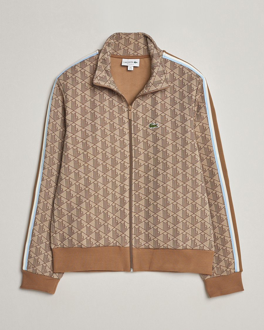 Mies | Puserot | Lacoste | Monogram Full Zip Track Jacket Croissant/Cookie