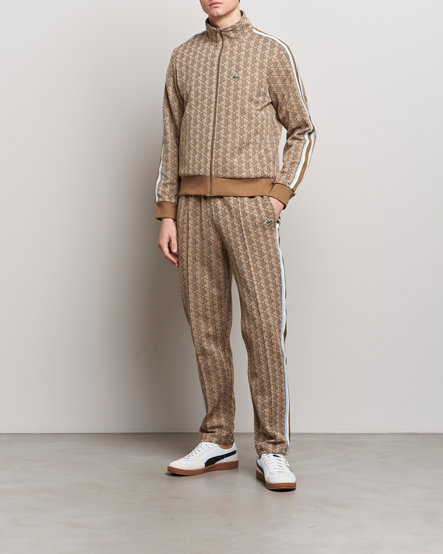 Mies | Puserot | Lacoste | Monogram Full Zip Track Jacket Croissant/Cookie
