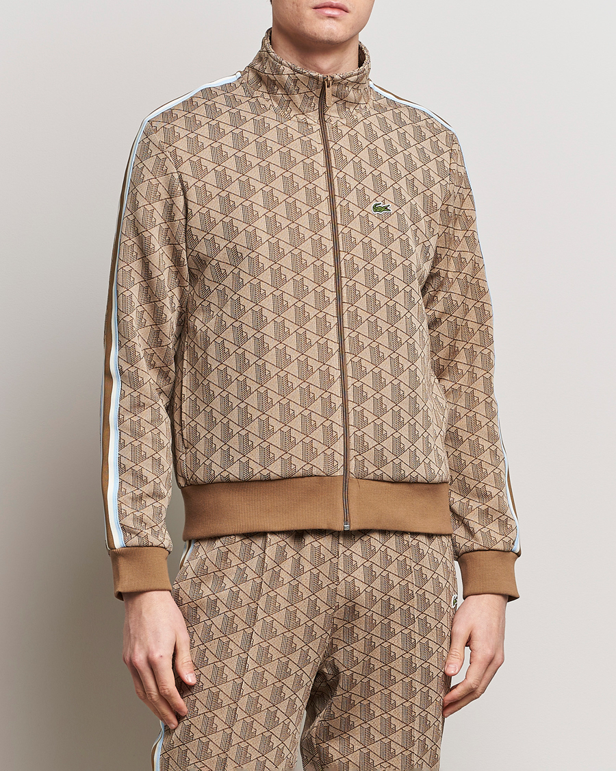 Mies | Puserot | Lacoste | Monogram Full Zip Track Jacket Croissant/Cookie