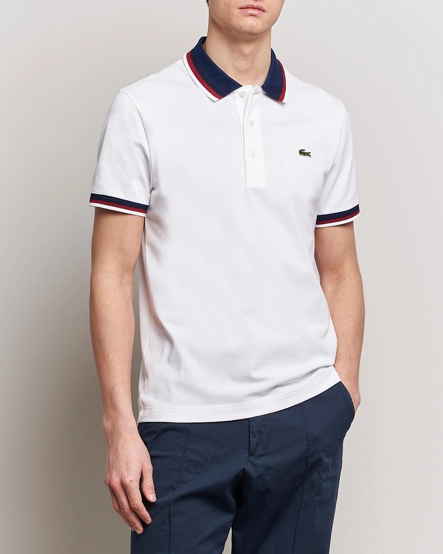 Mies | Lyhythihaiset pikeepaidat | Lacoste | Regular Fit Tipped Polo White