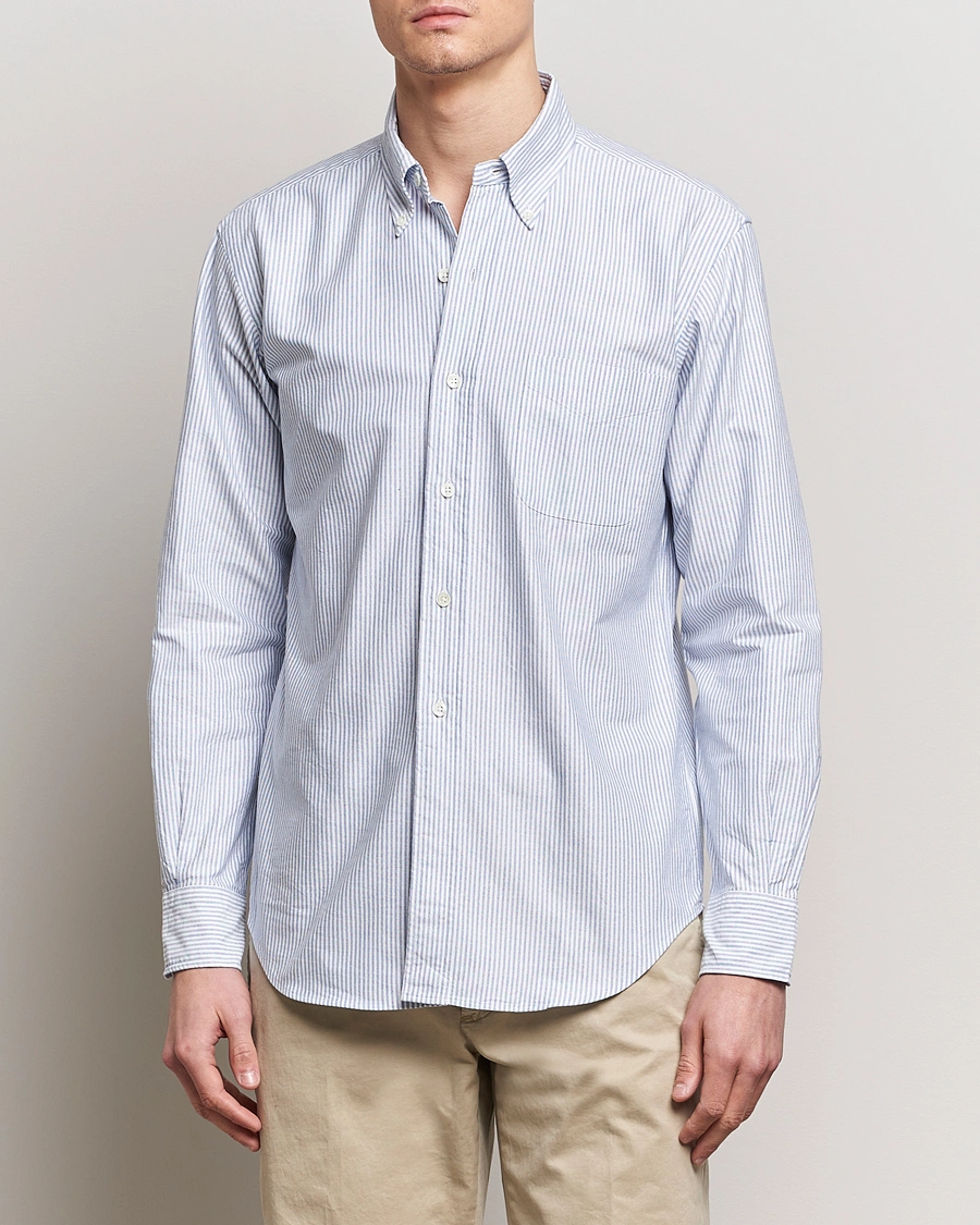 Mies | Japanese Department | Kamakura Shirts | Vintage Ivy Oxford Button Down Shirt Blue Stripe