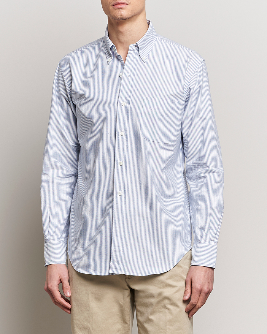 Mies | Kauluspaidat | Kamakura Shirts | Vintage Ivy Oxford Button Down Shirt Blue Stripe