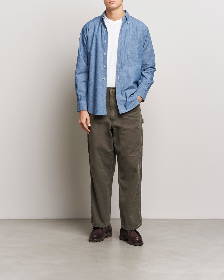 Mies | Kauluspaidat | Kamakura Shirts | Vintage Ivy Chambray Button Down Shirt Blue