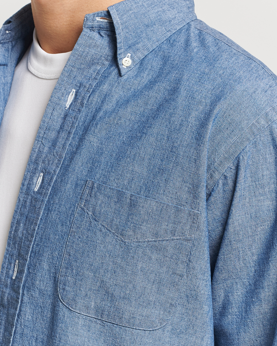 Mies | Kauluspaidat | Kamakura Shirts | Vintage Ivy Chambray Button Down Shirt Blue