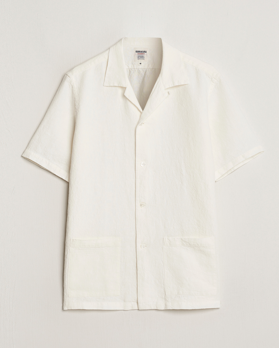 Miehet |  | Kamakura Shirts | Vintage Ivy Heavy Linen Beach Shirt White