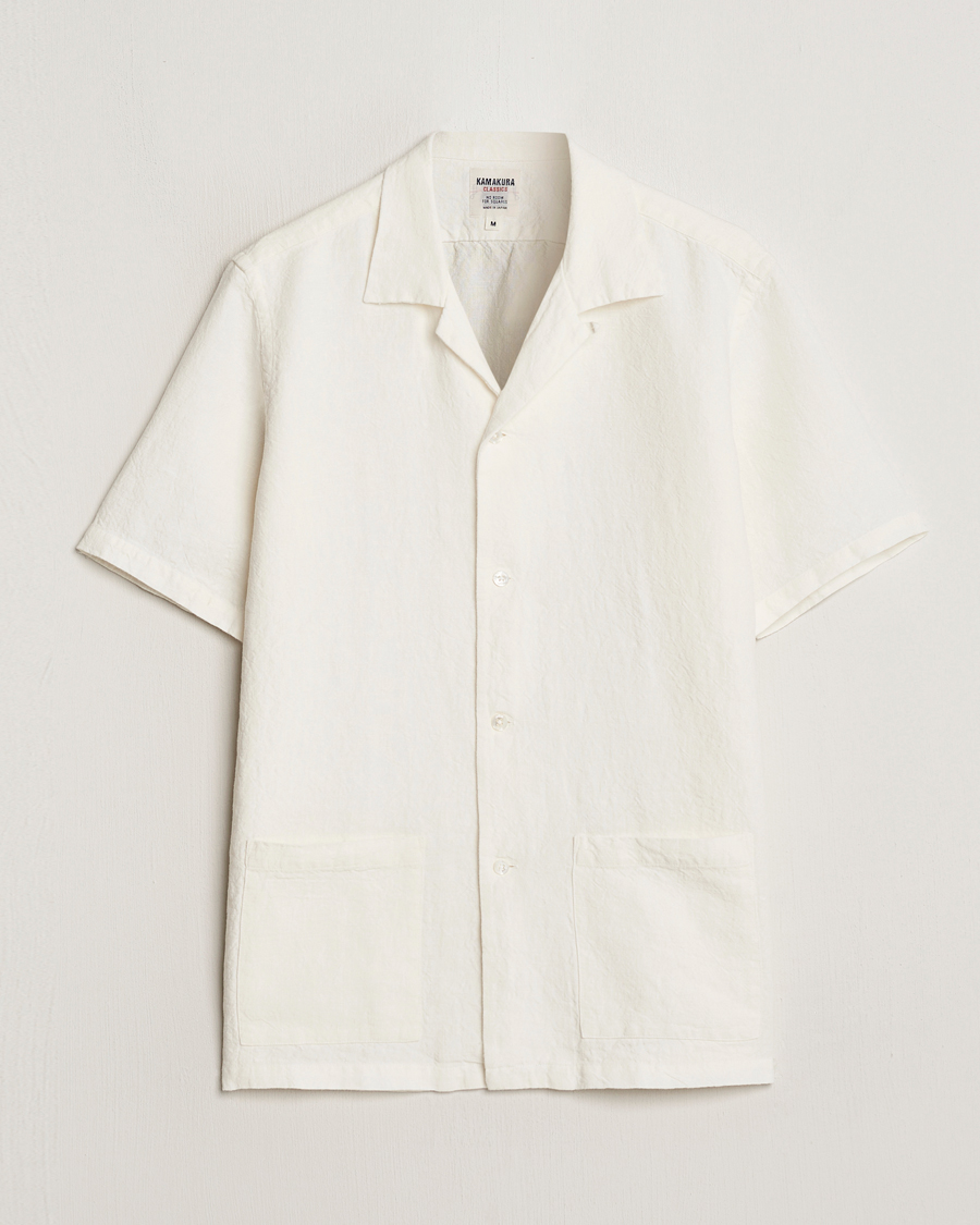 Mies | Kauluspaidat | Kamakura Shirts | Vintage Ivy Heavy Linen Beach Shirt White