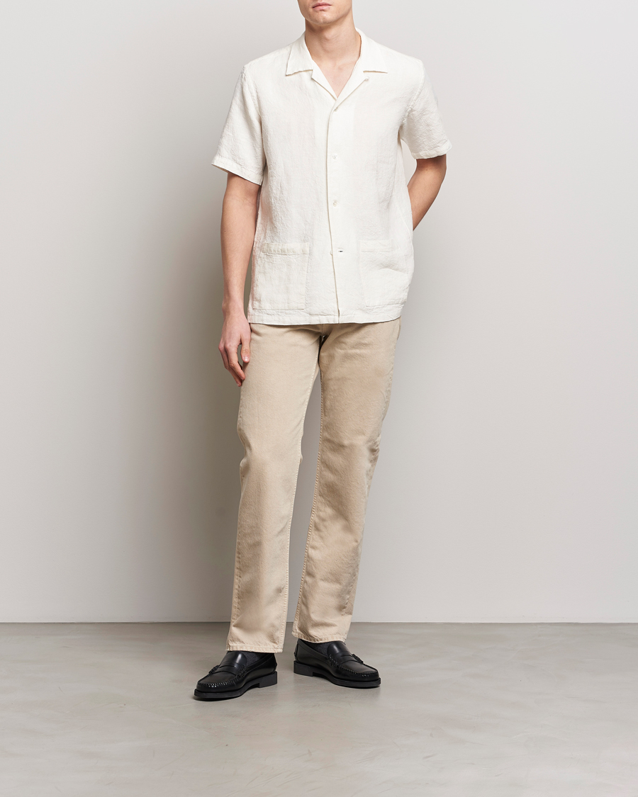 Mies | Kauluspaidat | Kamakura Shirts | Vintage Ivy Heavy Linen Beach Shirt White