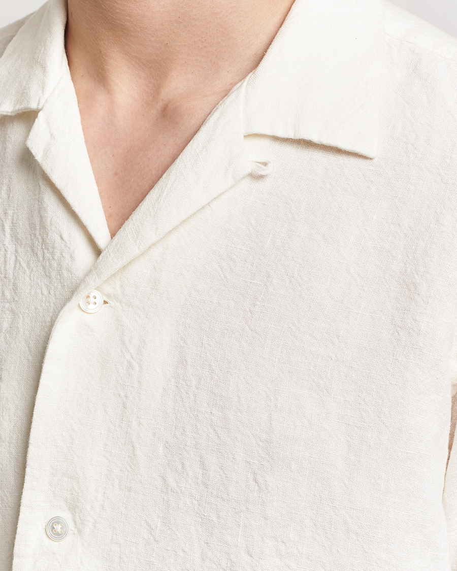 Mies | Kauluspaidat | Kamakura Shirts | Vintage Ivy Heavy Linen Beach Shirt White