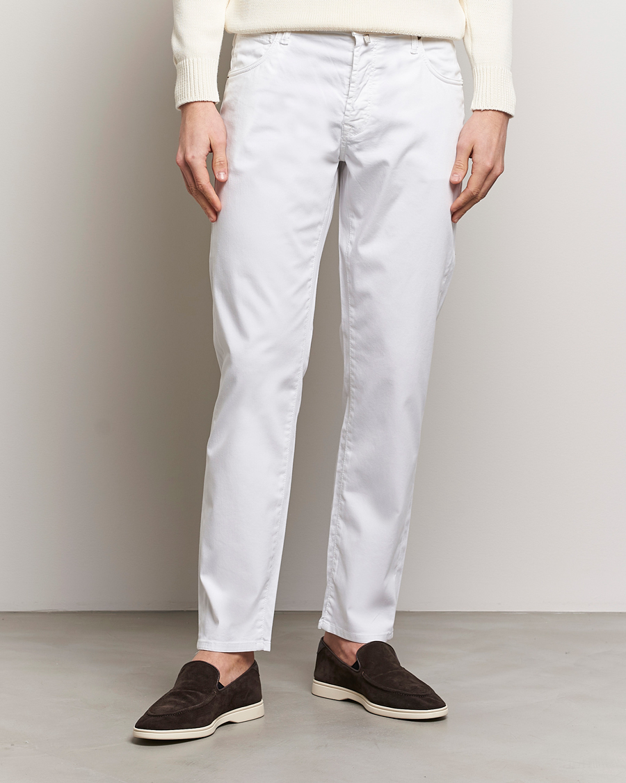 Mies | Viisitaskuhousut | Incotex | 5-Pocket Cotton/Stretch Pants White