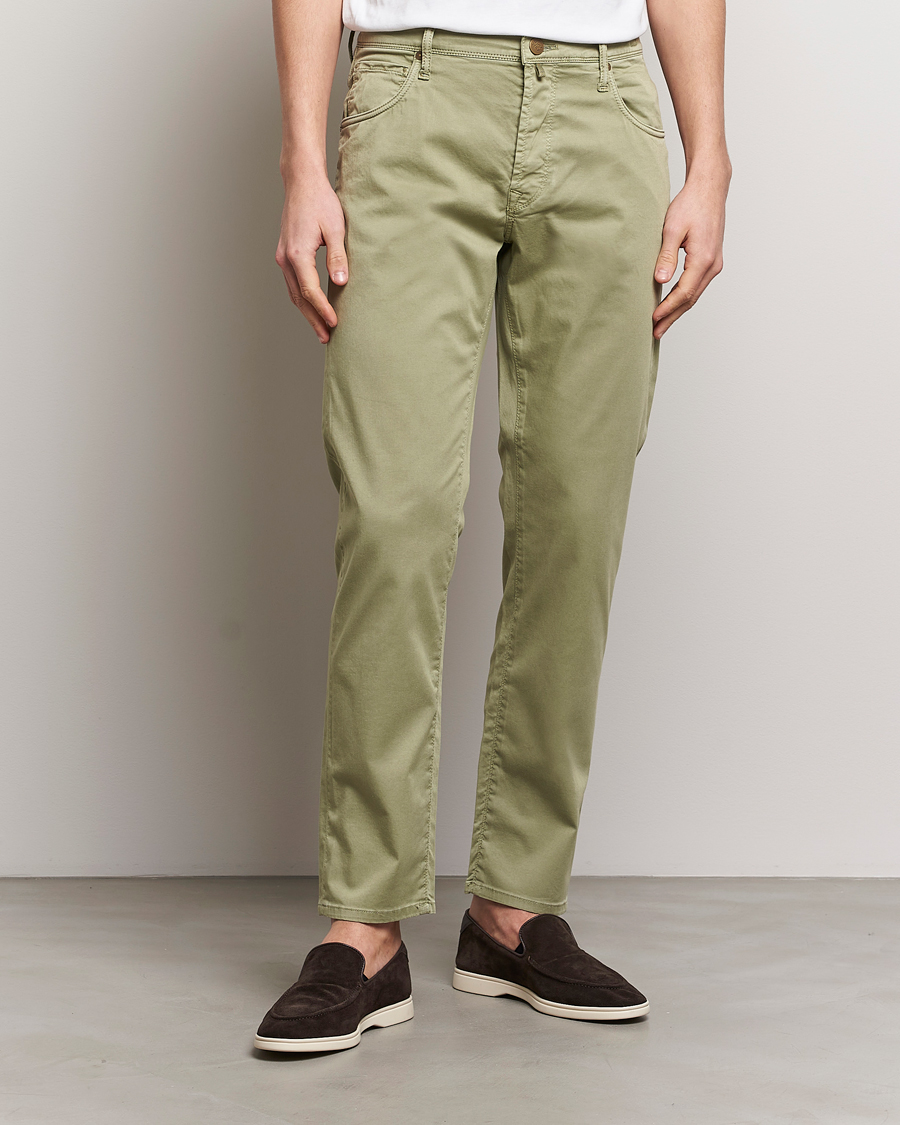 Mies | Housut | Incotex | 5-Pocket Cotton/Stretch Pants Sage
