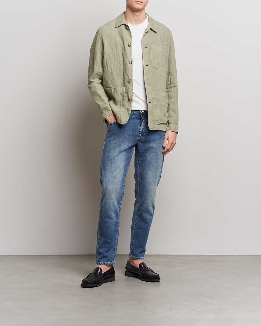 Mies | Farkut | Incotex | 5-Pocket Stretch Denim Medium Blue