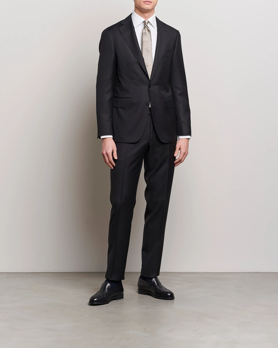 Mies | Kaksiosaiset puvut | Canali | Capri Super 130s Wool Suit Black