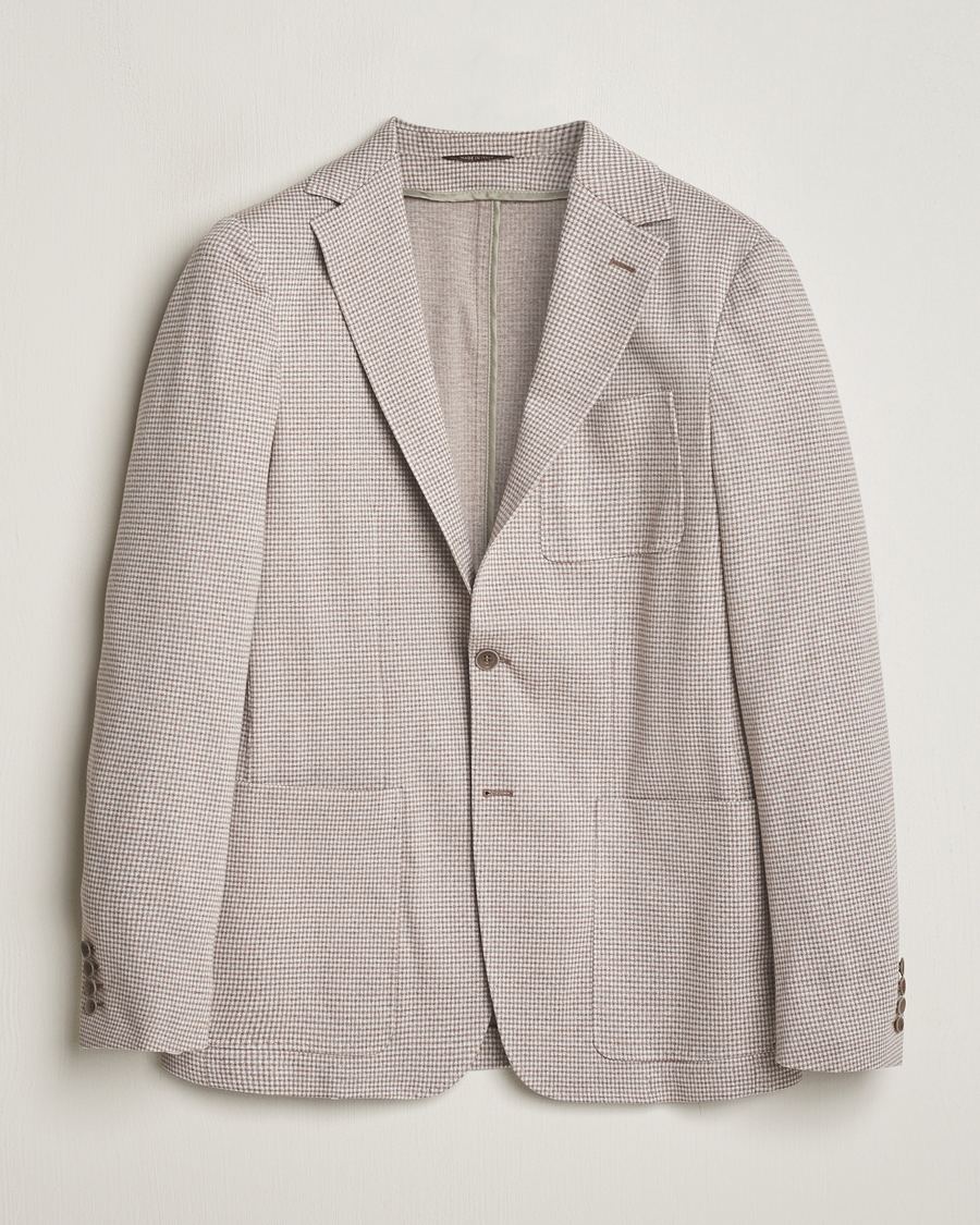 Mies | Pikkutakit | Canali | Micro Check Jersey Blazer Light Beige