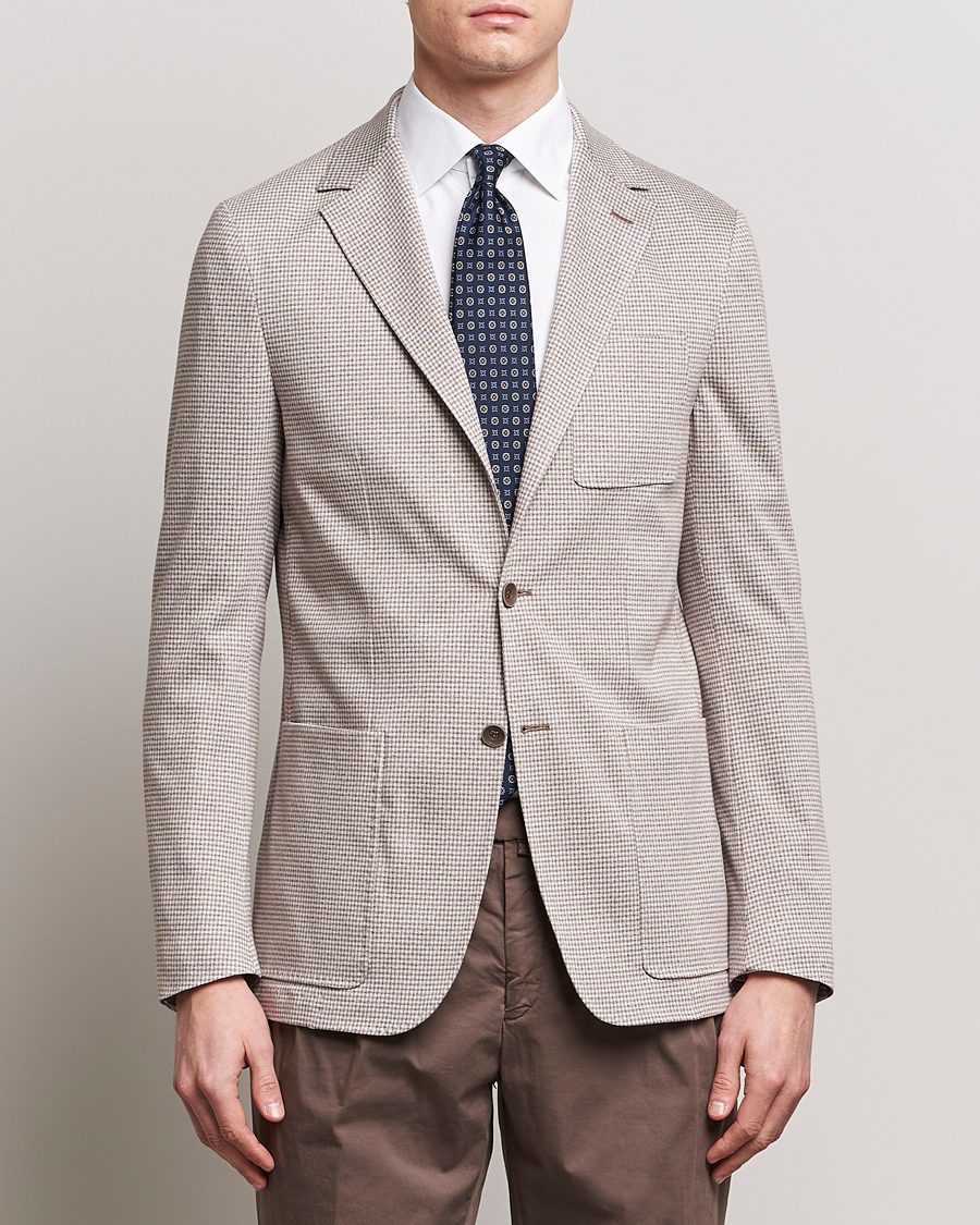 Mies | Pikkutakit | Canali | Micro Check Jersey Blazer Light Beige