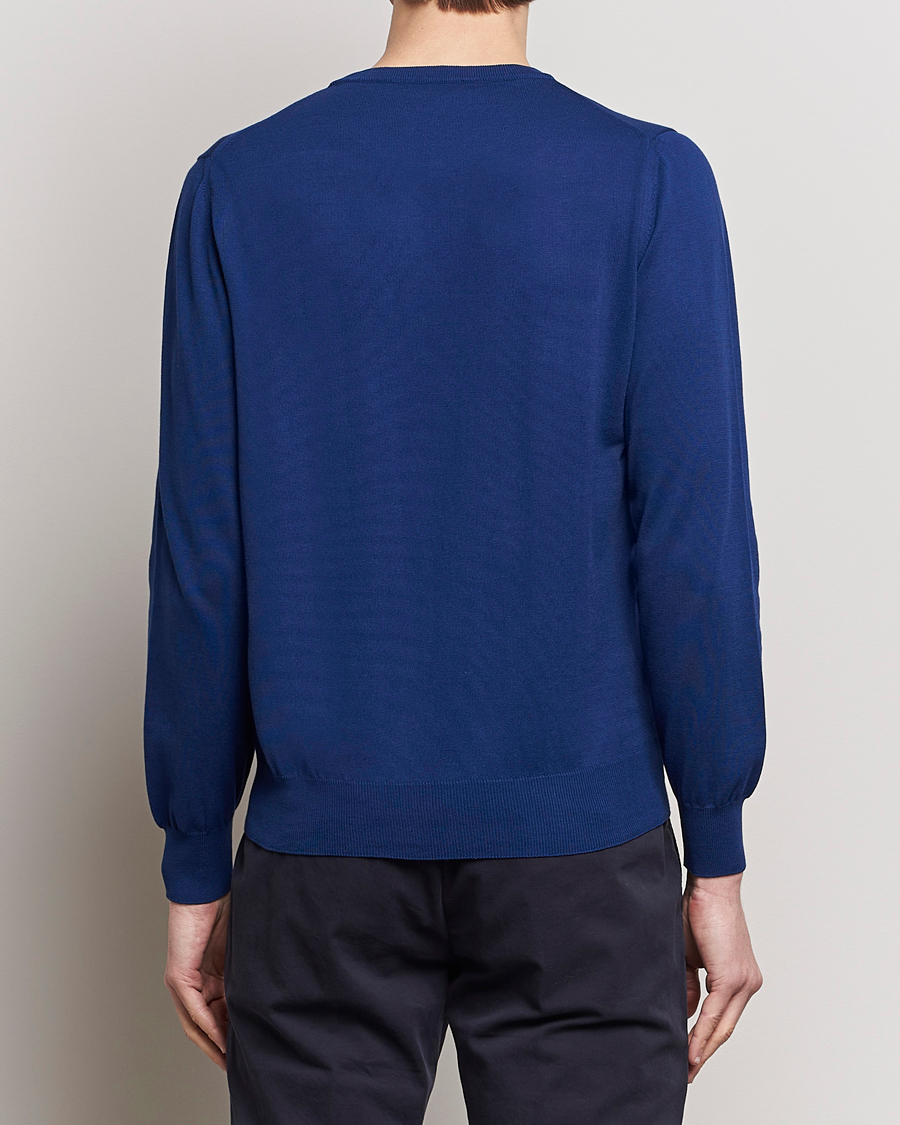 Mies | Puserot | Canali | Cotton Crew Neck Pullover Royal Blue