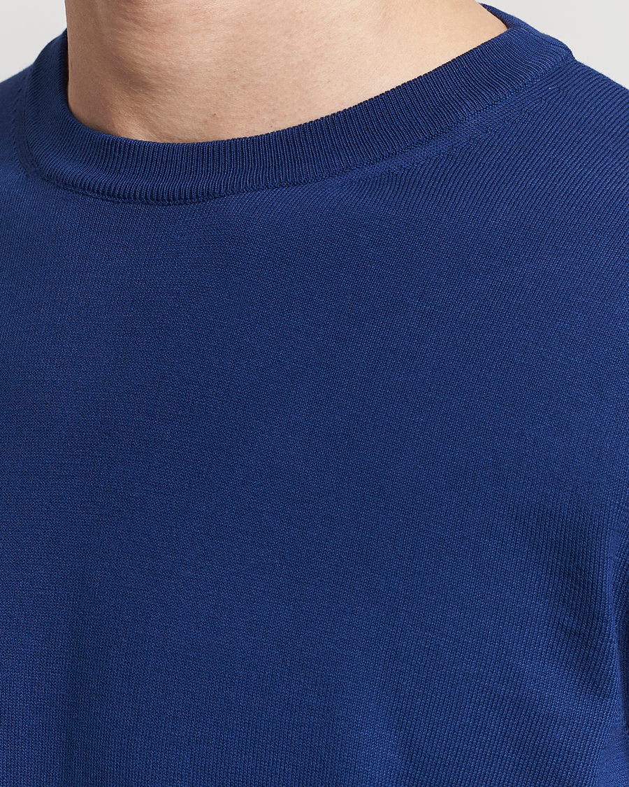 Mies | Puserot | Canali | Cotton Crew Neck Pullover Royal Blue