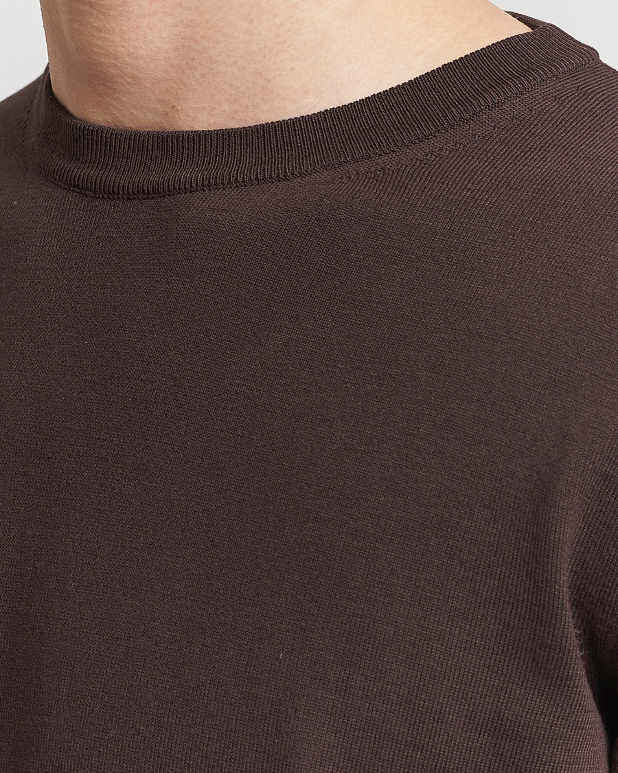 Mies | Puserot | Canali | Cotton Crew Neck Pullover Dark Brown