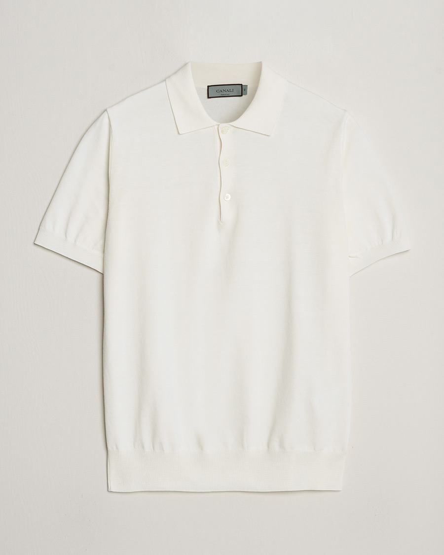 Mies | Pikeet | Canali | Cotton Short Sleeve Polo White