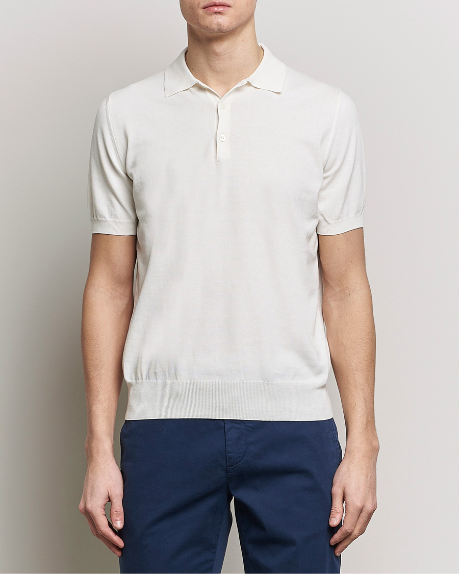 Mies |  | Canali | Cotton Short Sleeve Polo White