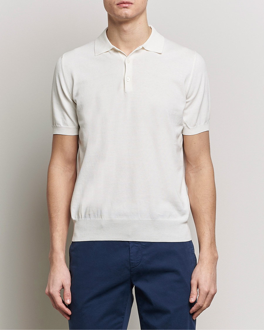 Mies | Pikeet | Canali | Cotton Short Sleeve Polo White