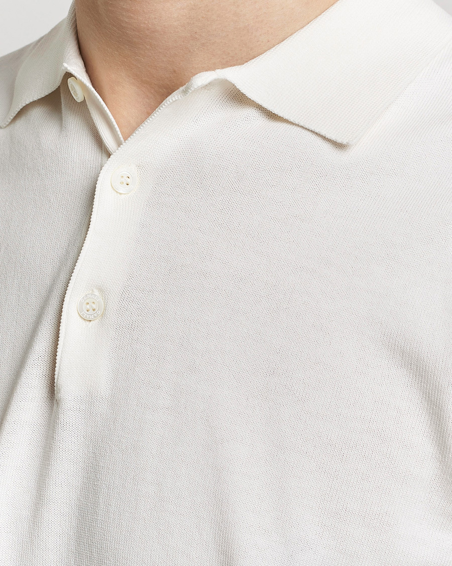 Mies | Pikeet | Canali | Cotton Short Sleeve Polo White