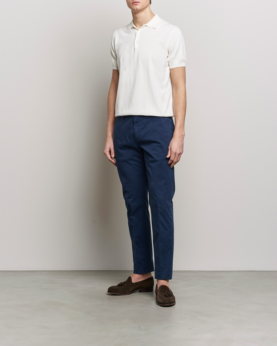 Mies | Housut | Canali | Cotton Stretch Chinos Dark Blue
