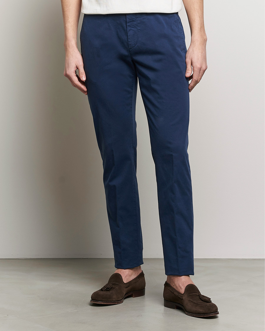 Mies | Housut | Canali | Cotton Stretch Chinos Dark Blue