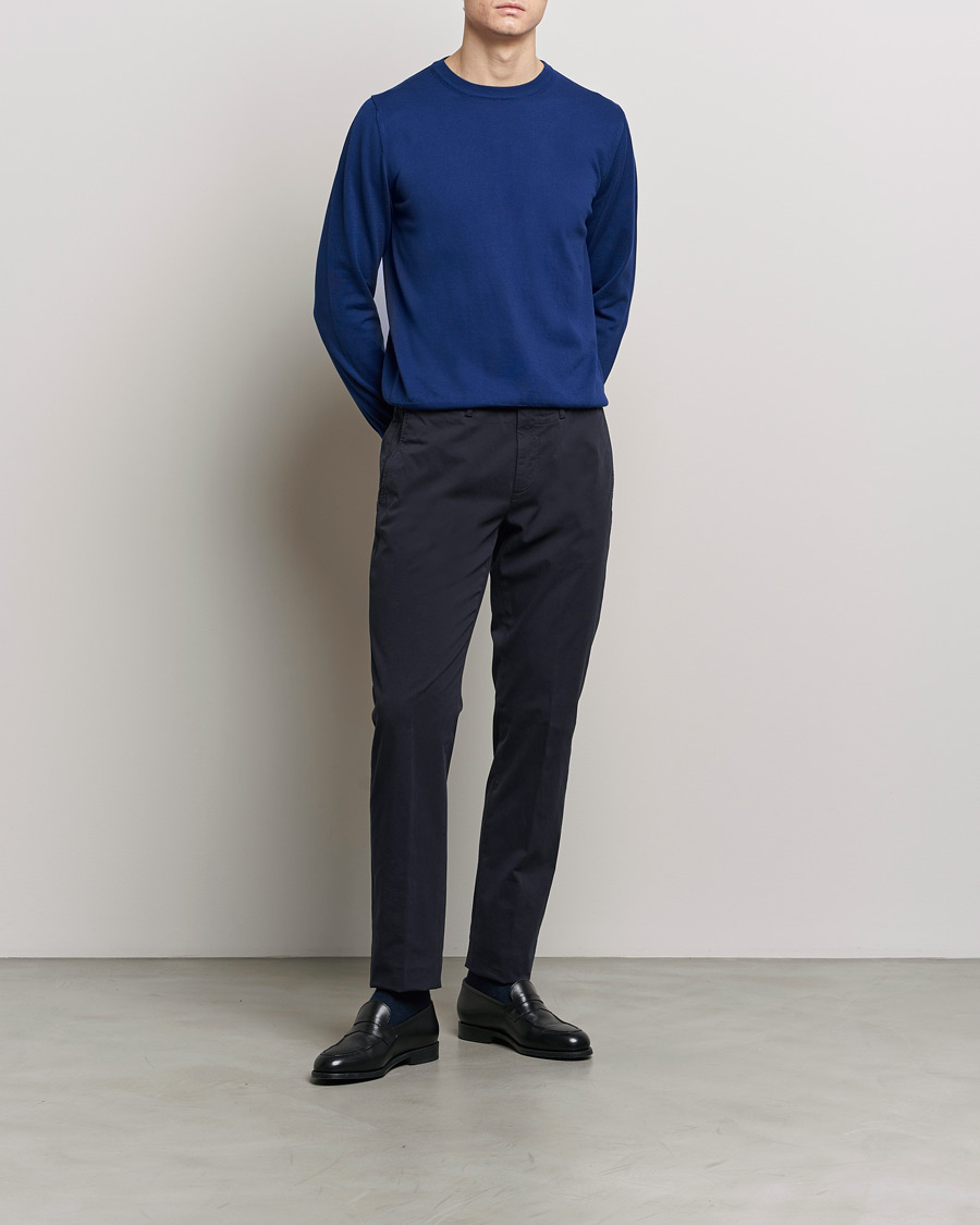 Mies | Housut | Canali | Cotton Stretch Chinos Navy