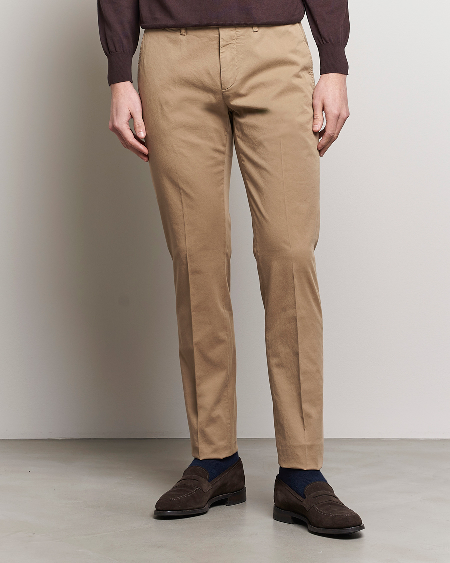 Mies | Chinot | Canali | Cotton Stretch Chinos Beige