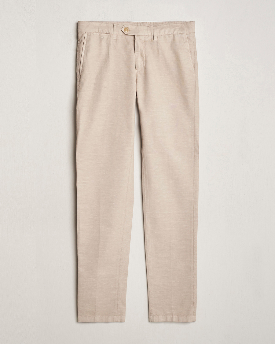 Mies | Housut | Canali | Cotton/Linen Trousers Light Beige