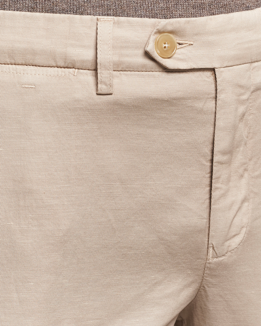 Mies | Housut | Canali | Cotton/Linen Trousers Light Beige