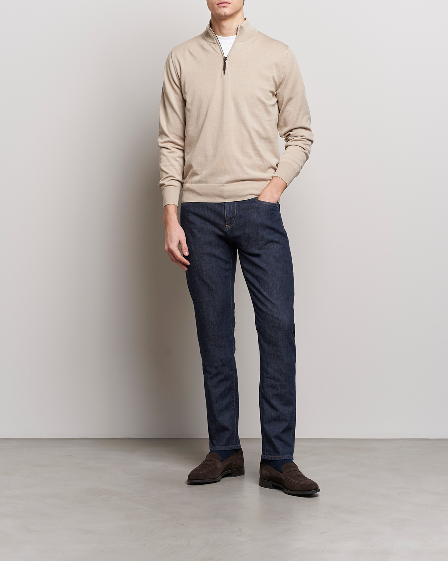 Mies | Farkut | Canali | Slim Fit 5-Pocket Jeans Dark Indigo