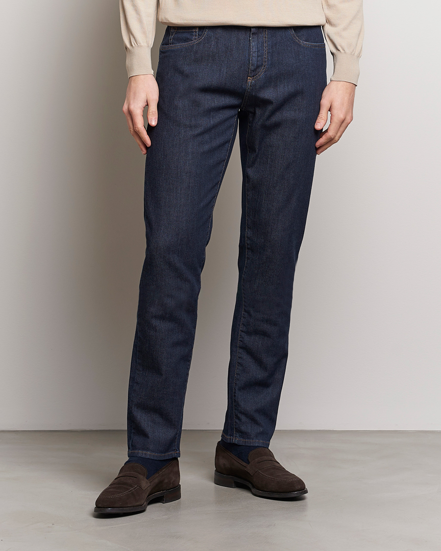 Mies | Farkut | Canali | Slim Fit 5-Pocket Jeans Dark Indigo