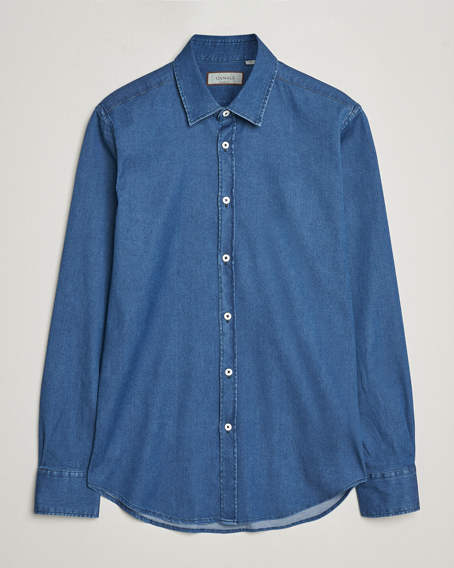 Mies | Kauluspaidat | Canali | Slim Fit Denim Shirt Medium Washed