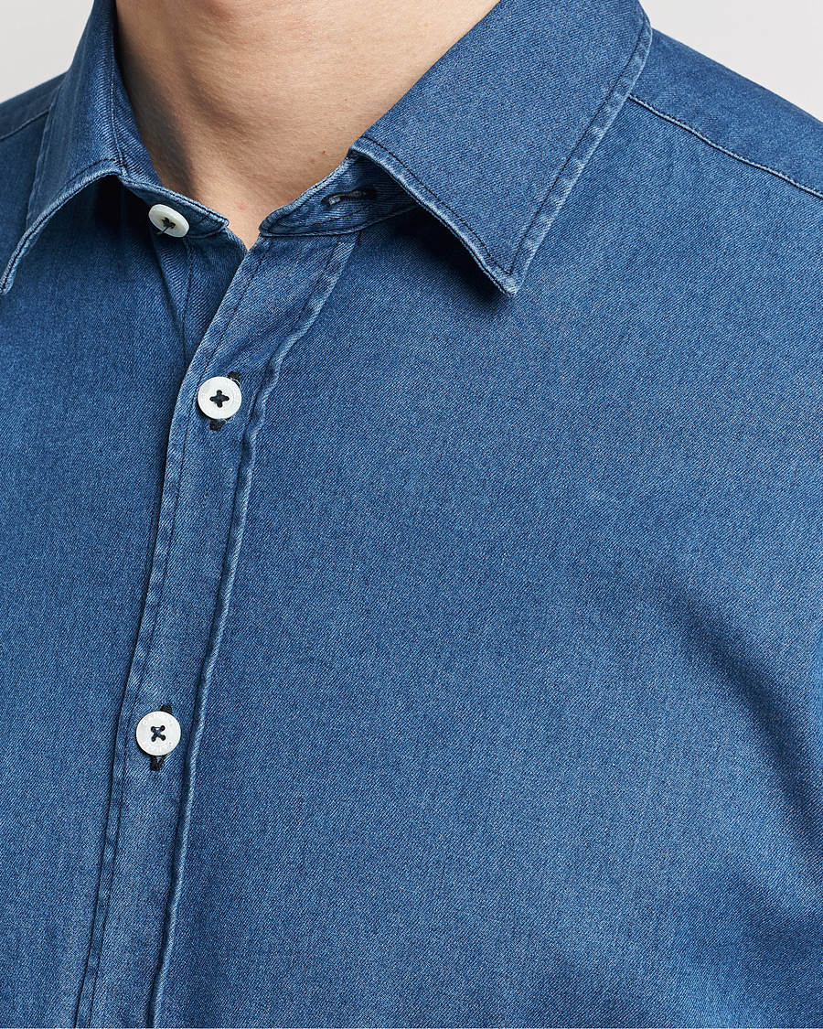 Mies | Kauluspaidat | Canali | Slim Fit Denim Shirt Medium Washed