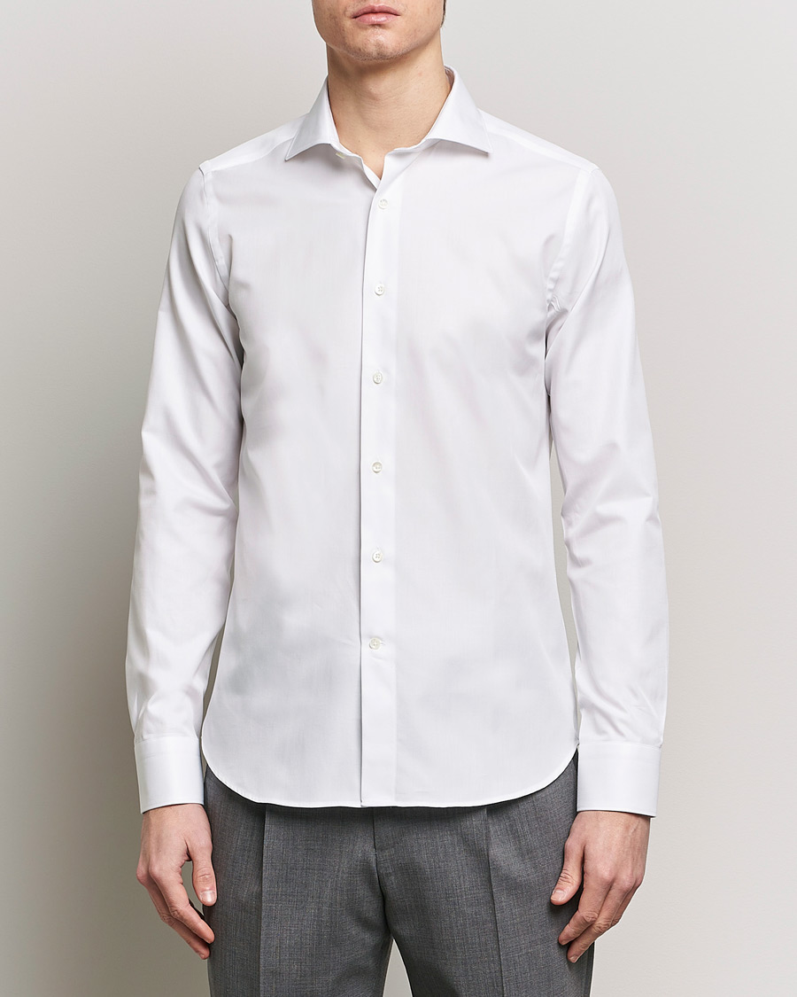 Mies | Bisnespaidat | Canali | Slim Fit Cotton Shirt White